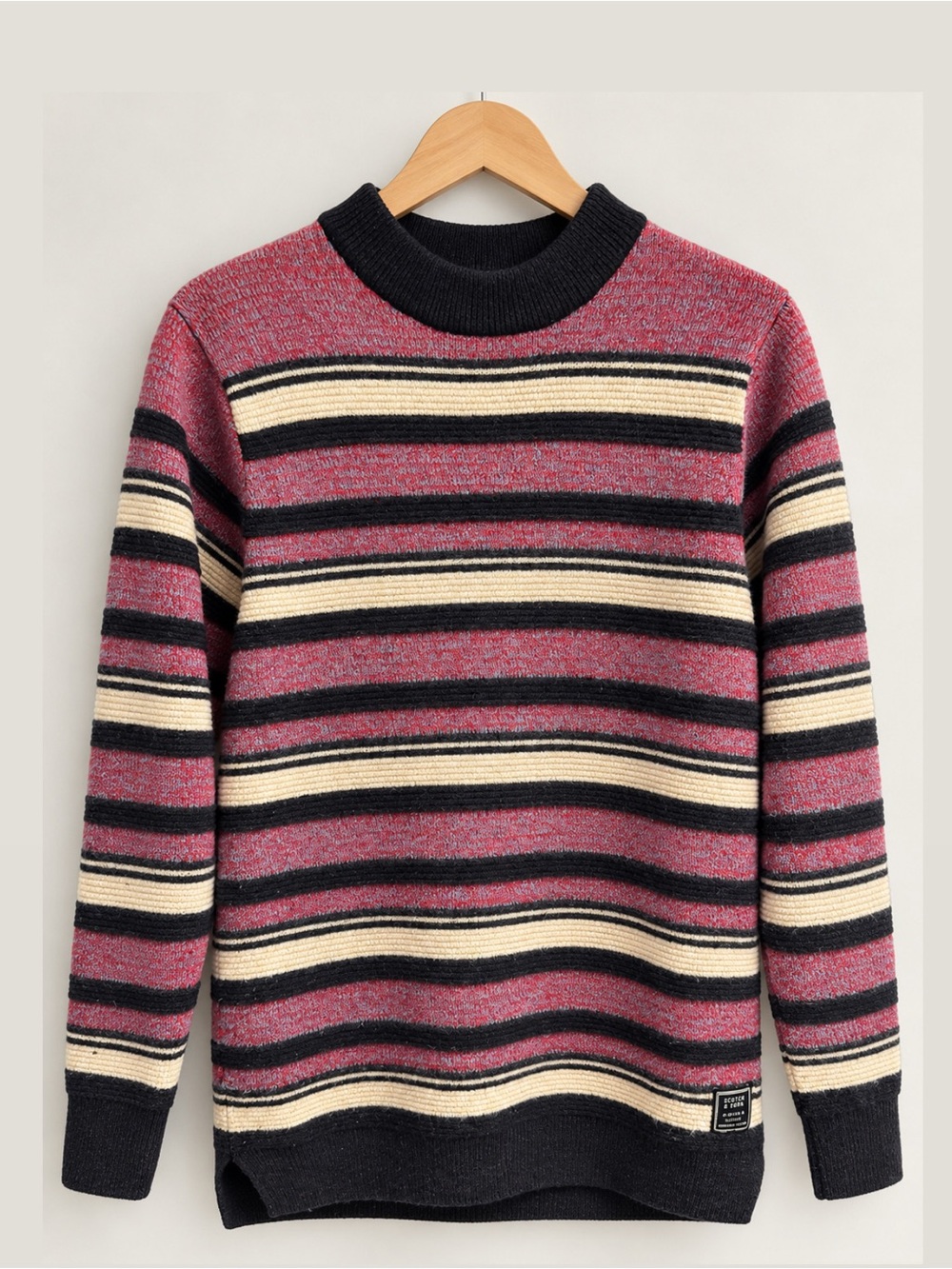 Scotch & Soda Striped Crewneck Sweater - Pink & Black